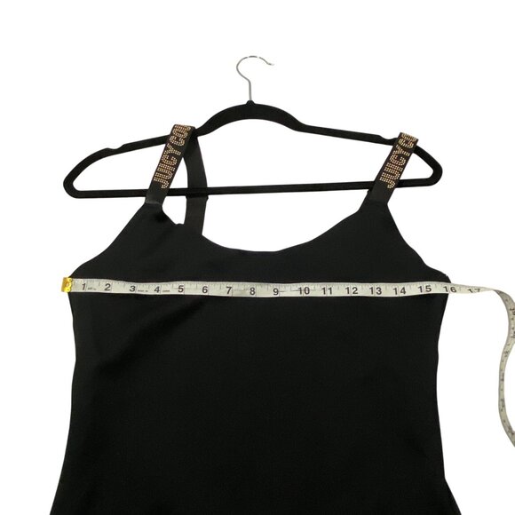 Juicy Couture Y2K Black Tank Top With Embellished Straps XL Nylon/Spandex bling - Picture 6 of 7